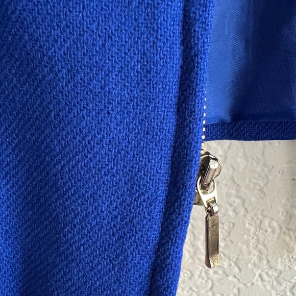 Dressbarn Wool Vintage Blazer Blue Zip Up Lined Career Long Sleeve Chic Size 6 - Picture 6 of 12